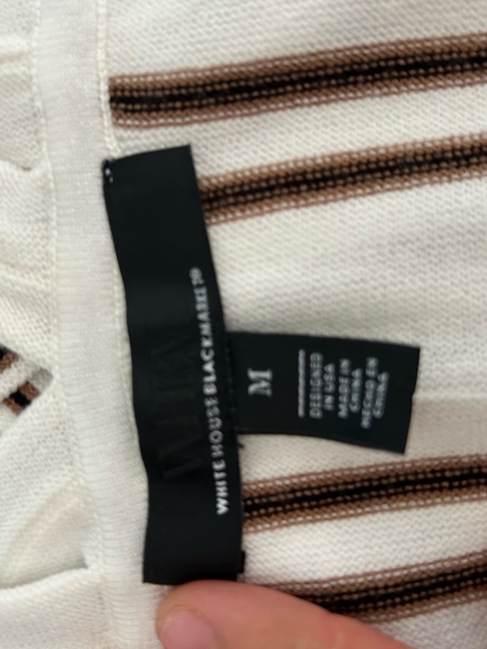 White House Black Market White Strapless Knit Dress with Brown Stripes - Picture 3 of 11